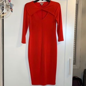 Red bodycon medi dress